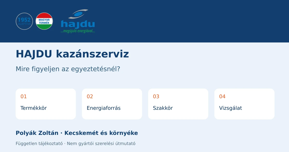 HAJDU szerviz-egyeztetés: Termékkör, Energiaforrás, Szakkör, Vizsgálat