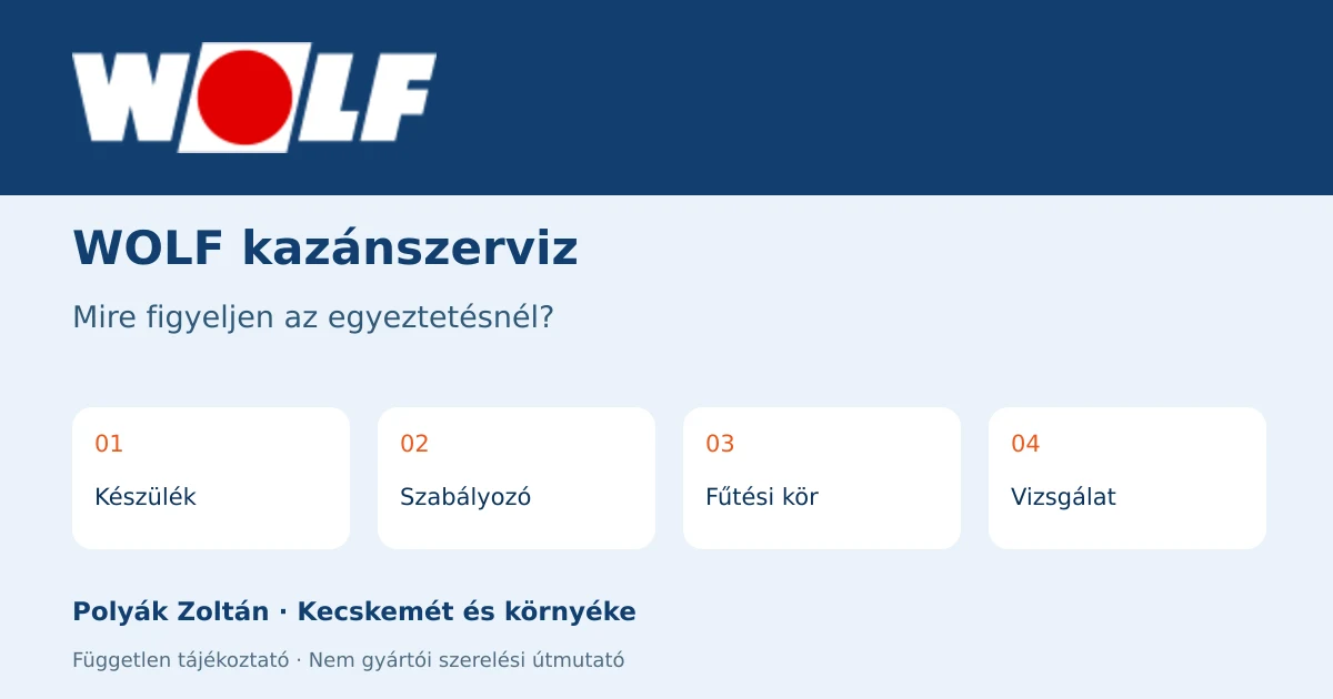 WOLF szerviz-egyeztetés: Készülék, Szabályozó, Fűtési kör, Vizsgálat