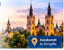 Kecskeméti templomtornyok és városi látkép a helyi szerviz bemutatásán