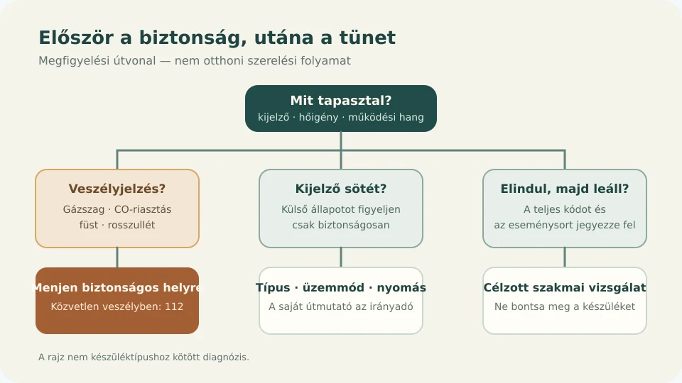 Az indulási panasz biztonságos megfigyelésének elvi döntési ábrája